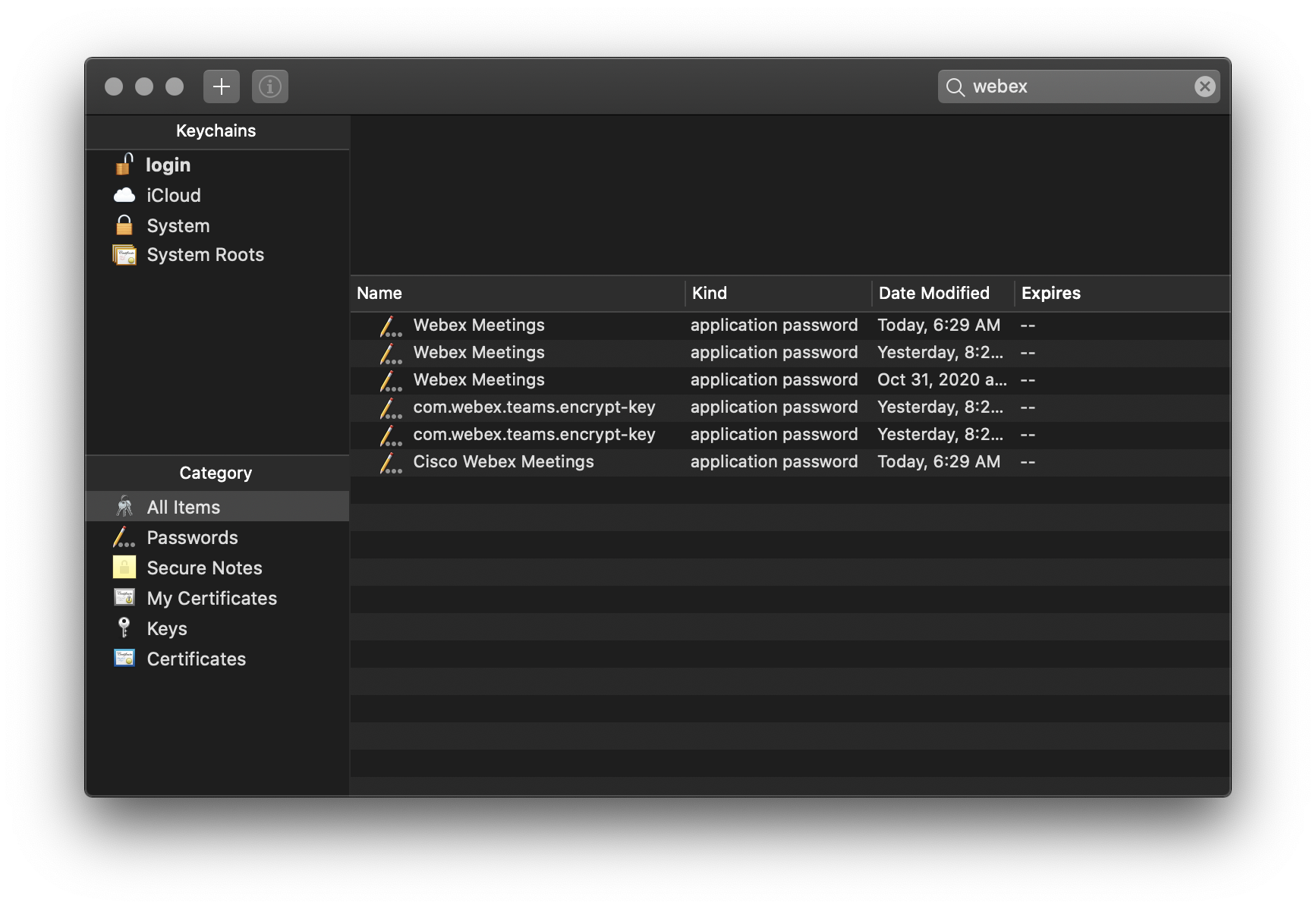 Clear ex Meetings App Saved Login in MacOS Marco